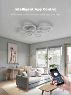 Chandeliers Ceiling Light with Remote App 6 Rings
