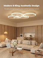 Chandeliers Ceiling Light with Remote App 6 Rings