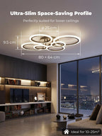Chandeliers Ceiling Light with Remote App 6 Rings