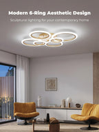 Chandeliers Ceiling Light with Remote App 6 Rings