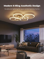 Chandeliers Ceiling Light with Remote App 6 Rings