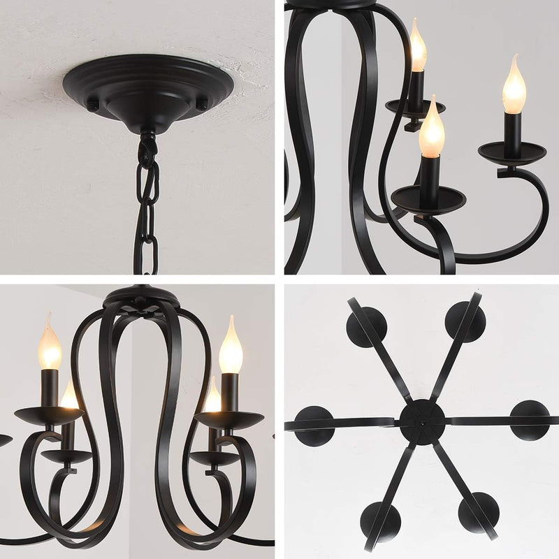 Chandelier Antique Brushed Candle Rustic Bronze 6 Lights