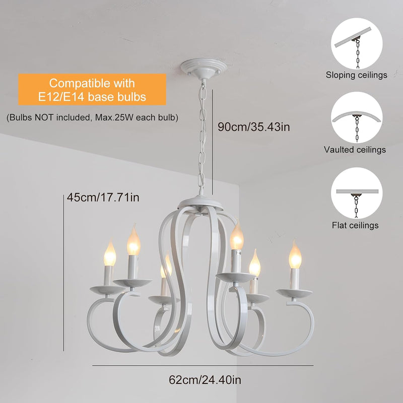 Chandelier Antique Brushed Candle Rustic Bronze 6 Lights