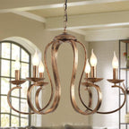 Chandelier Antique Brushed Candle Rustic Bronze 6 Lights