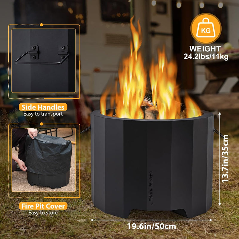 Changemoore Smokeless Fire Pit 19.6'' Triple Burn