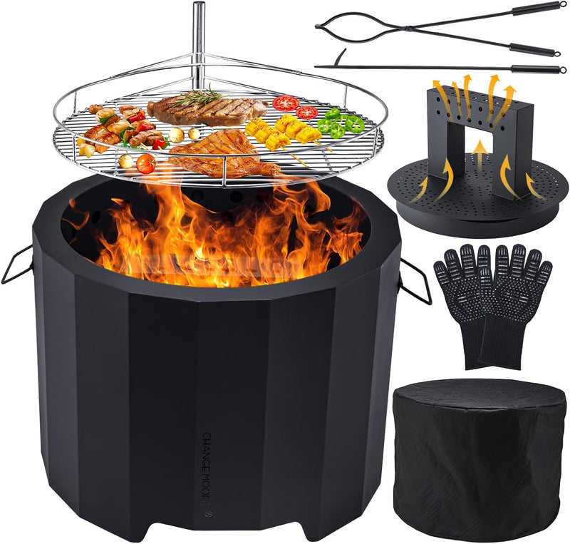 Changemoore Smokeless Fire Pit 19.6'' Triple Burn