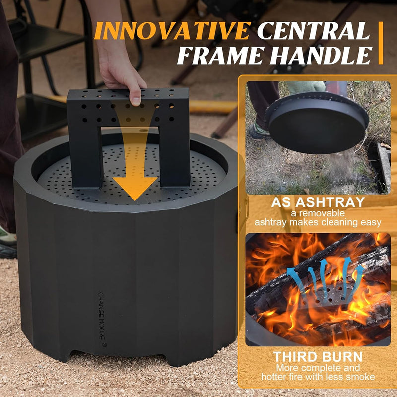 Changemoore Smokeless Fire Pit 19.6'' Triple Burn