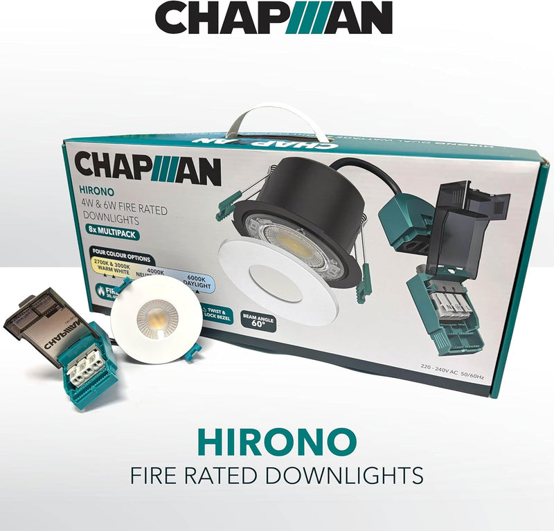 Chapman Hirono Pro 4W 6W Fire Rated Downlights (8 Pack)
