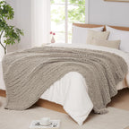 Chenille Chunky Knit Throw Blanket Oatmeal