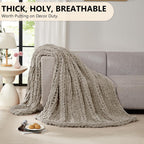 Chenille Chunky Knit Throw Blanket Oatmeal