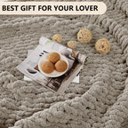 Chenille Chunky Knit Throw Blanket Oatmeal