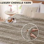 Chenille Chunky Knit Throw Blanket Oatmeal