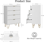 Chest of 4 Drawers for Bedroom 60x34x91CM Wood