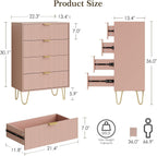 Chest of 4 Drawers for Bedroom 60x34x91CM Wood