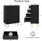 Chest of 4 Drawers for Bedroom 60x34x91CM Wood