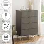 Chest of 4 Drawers for Bedroom 60x34x91CM Wood