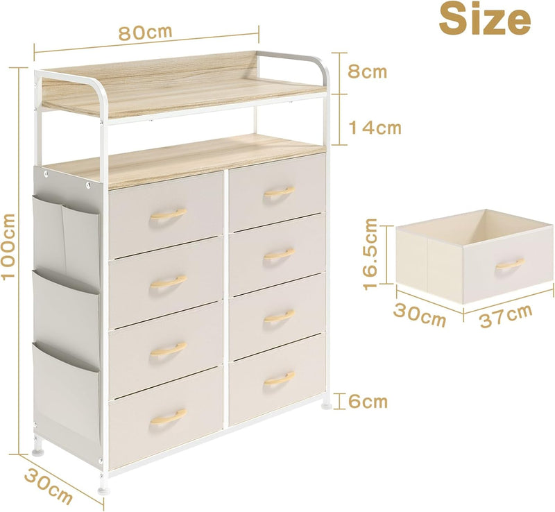 Chest of Drawer Bedroom Dresser with 8 Fabric