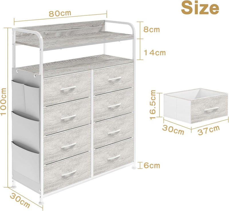 Chest of Drawer Bedroom Dresser with 8 Fabric