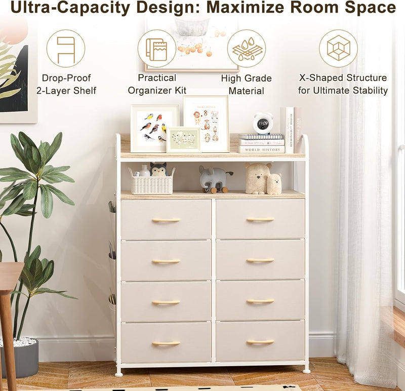 Chest of Drawer Bedroom Dresser with 8 Fabric