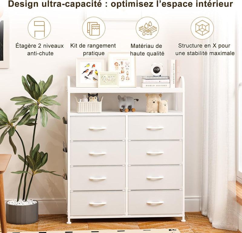 Chest of Drawer Bedroom Dresser with 8 Fabric
