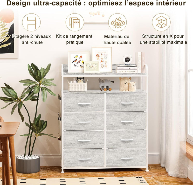 Chest of Drawer Bedroom Dresser with 8 Fabric