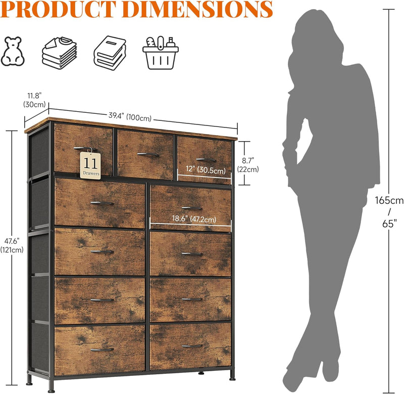 Chest of Drawer with 11 Drawers Modern Bedroom