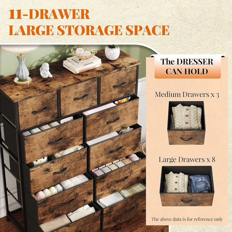Chest of Drawer with 11 Drawers Modern Bedroom