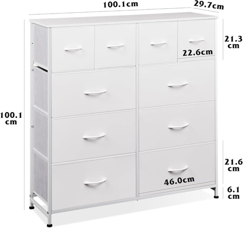 Tall Chest of Drawers 10 Large Fabric Dresser