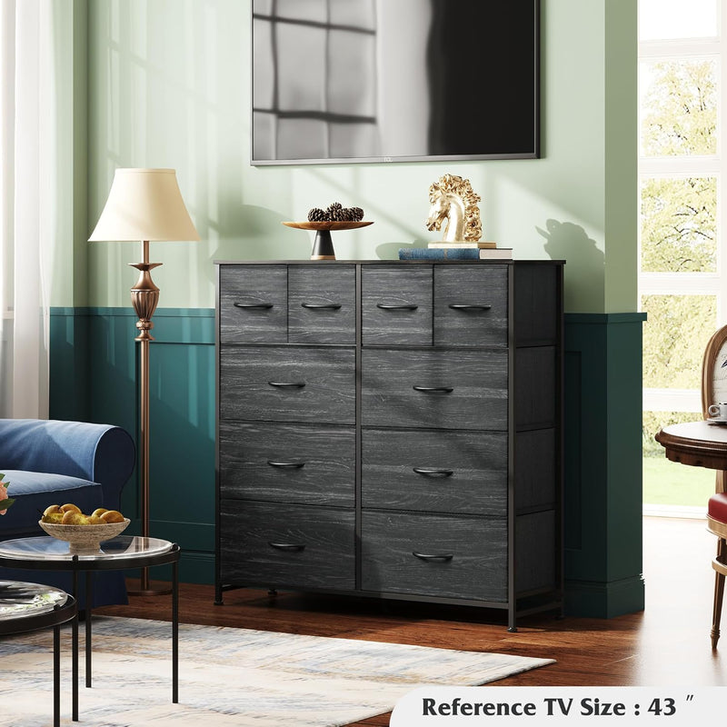 Tall Chest of Drawers 10 Large Fabric Dresser