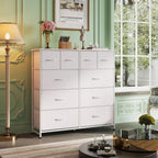 Chest of Drawers 10-Drawer Fabric Dresser with Cabinet