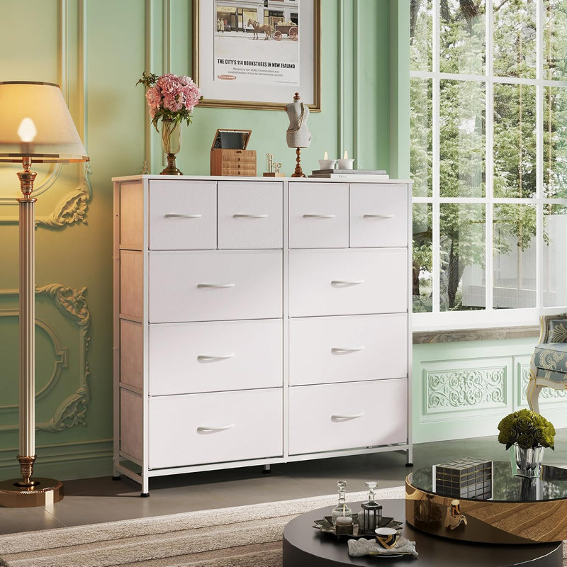 Tall Chest of Drawers 10 Large Fabric Dresser