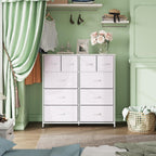 Chest of Drawers 10-Drawer Fabric Dresser with Cabinet