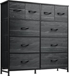 Chest of Drawers 10-Drawer Fabric Dresser with Cabinet
