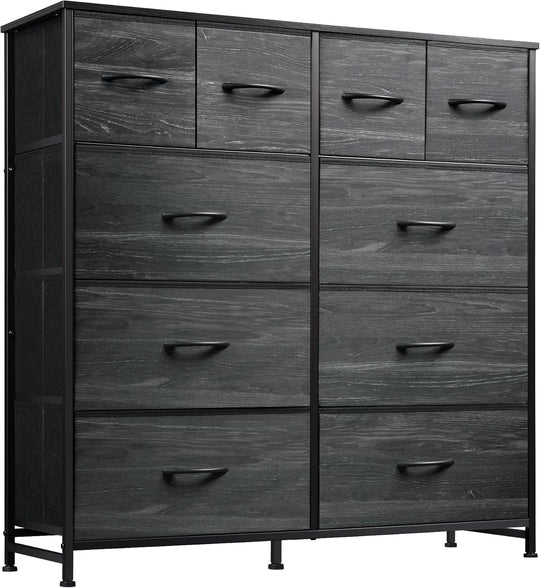 Chest of Drawers 10-Drawer Fabric Dresser with Cabinet