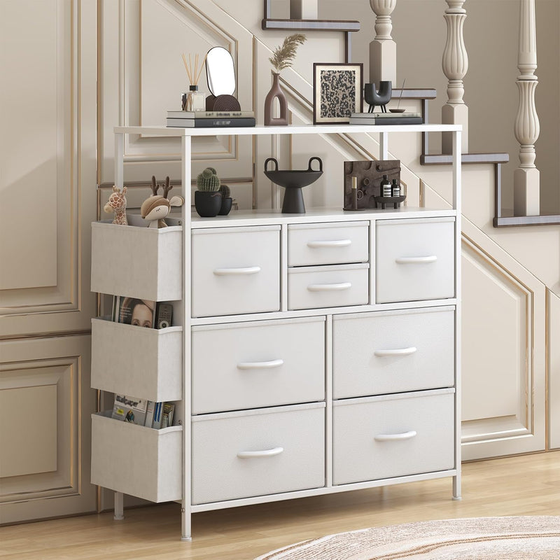 Chest of Drawers 10 Fabric with Side Pockets