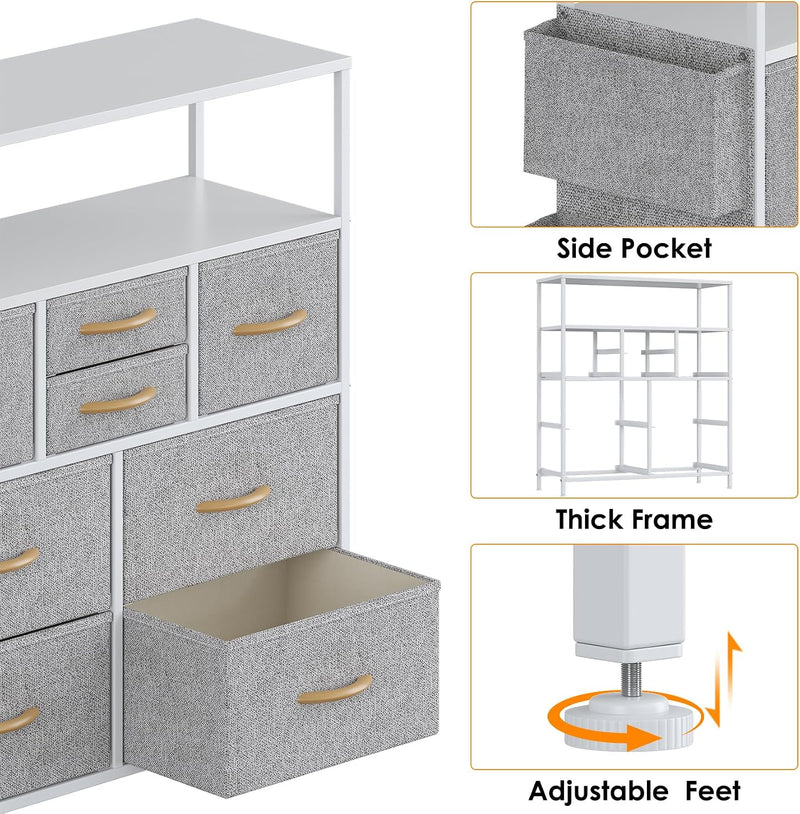 Chest of Drawers 10 Fabric with Side Pockets