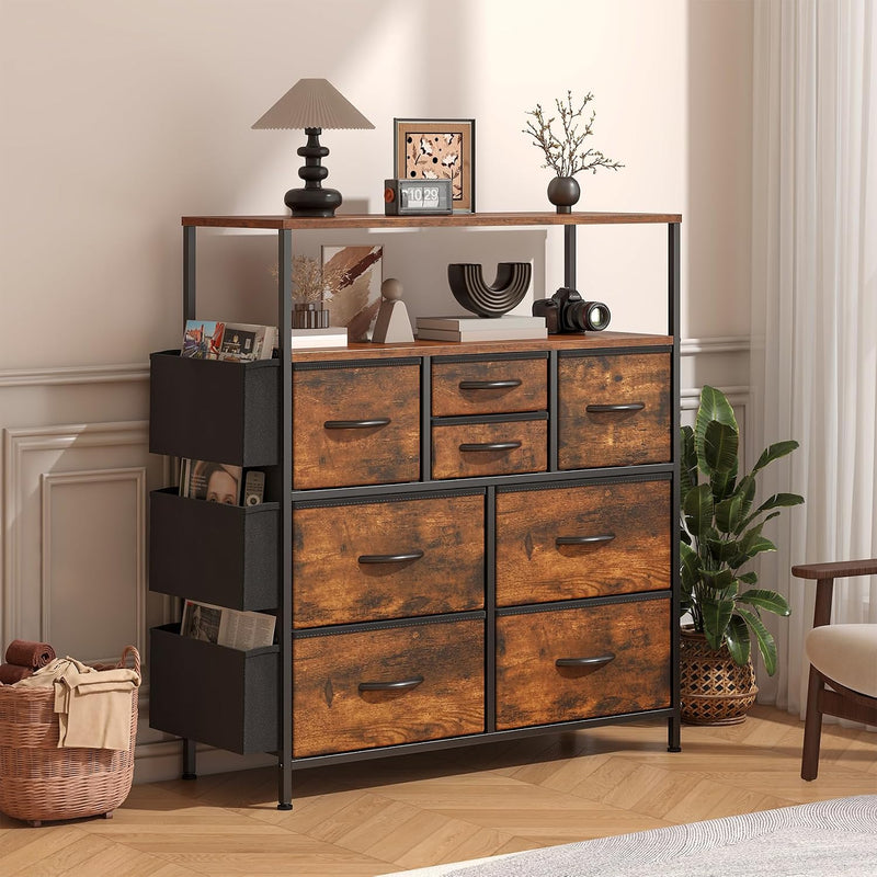 Chest of Drawers 10 Fabric with Side Pockets
