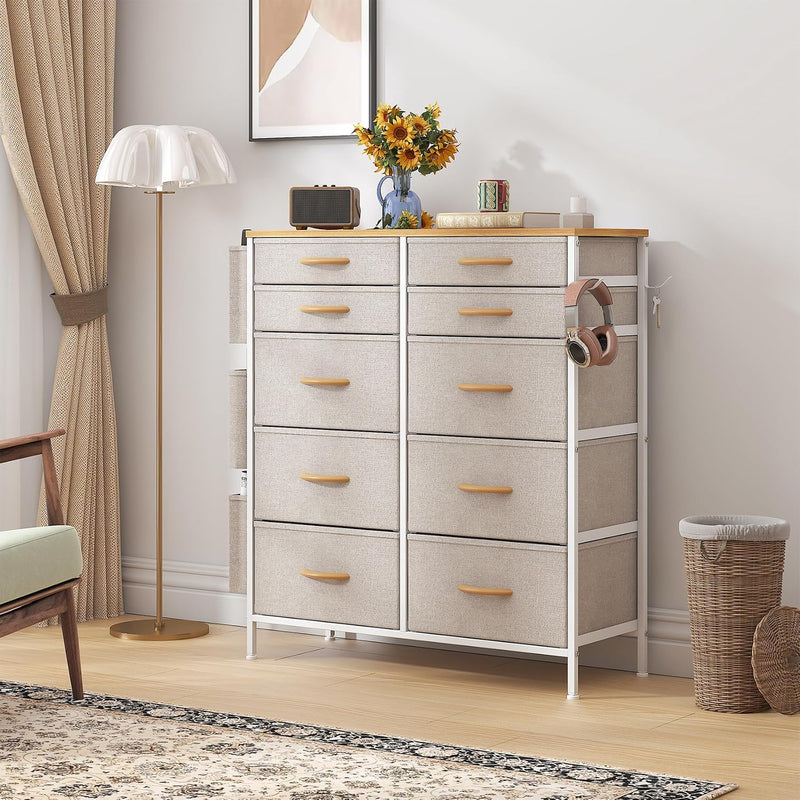 Chest of Drawers 10 Fabric with Side Pockets