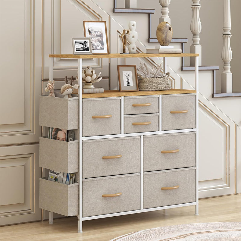 Chest of Drawers 10 Fabric with Side Pockets