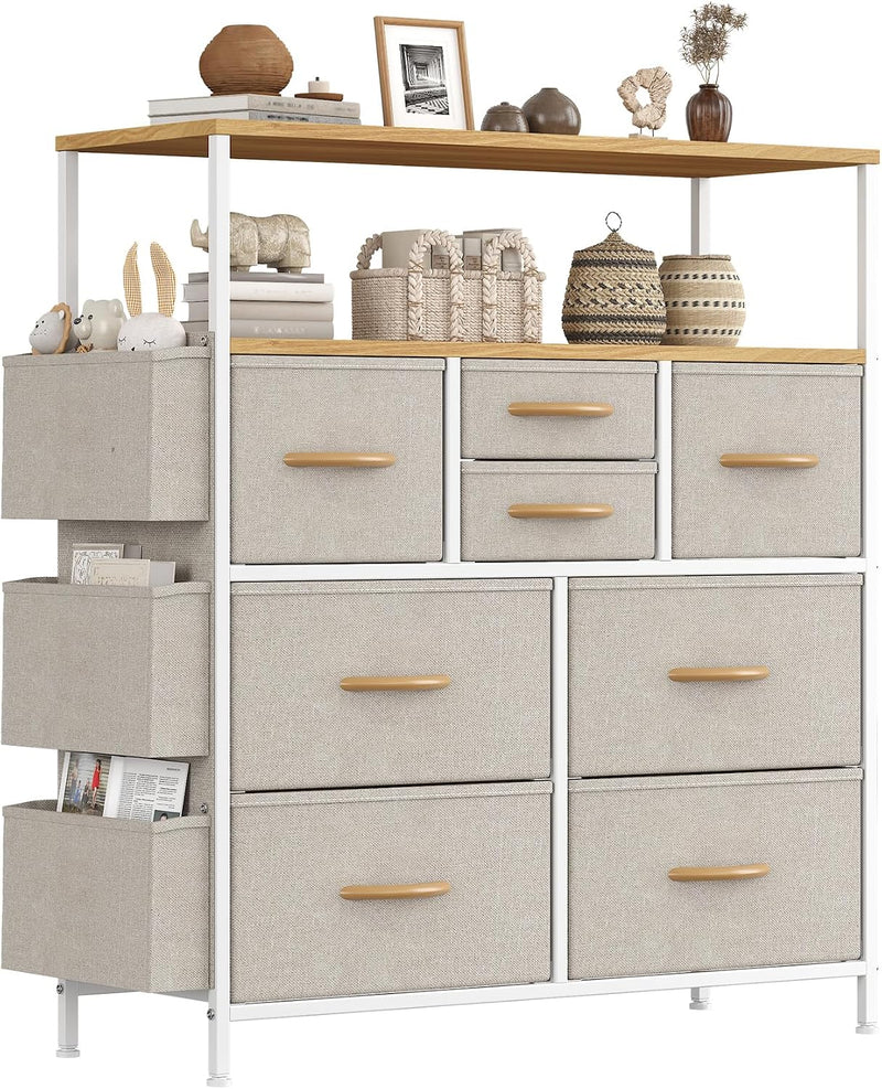 Chest of Drawers 10 Fabric with Side Pockets