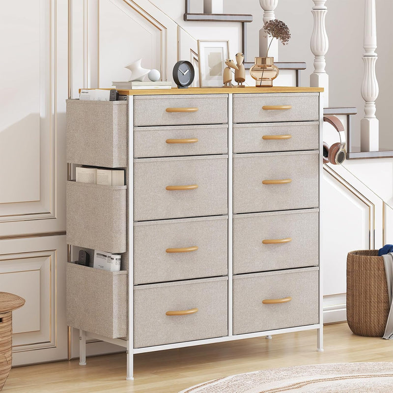 Chest of Drawers 10 Fabric with Side Pockets