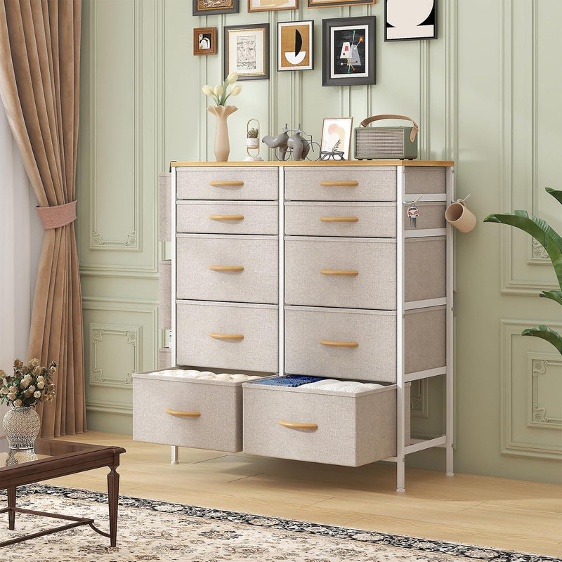 Chest of Drawers 10 Fabric with Side Pockets