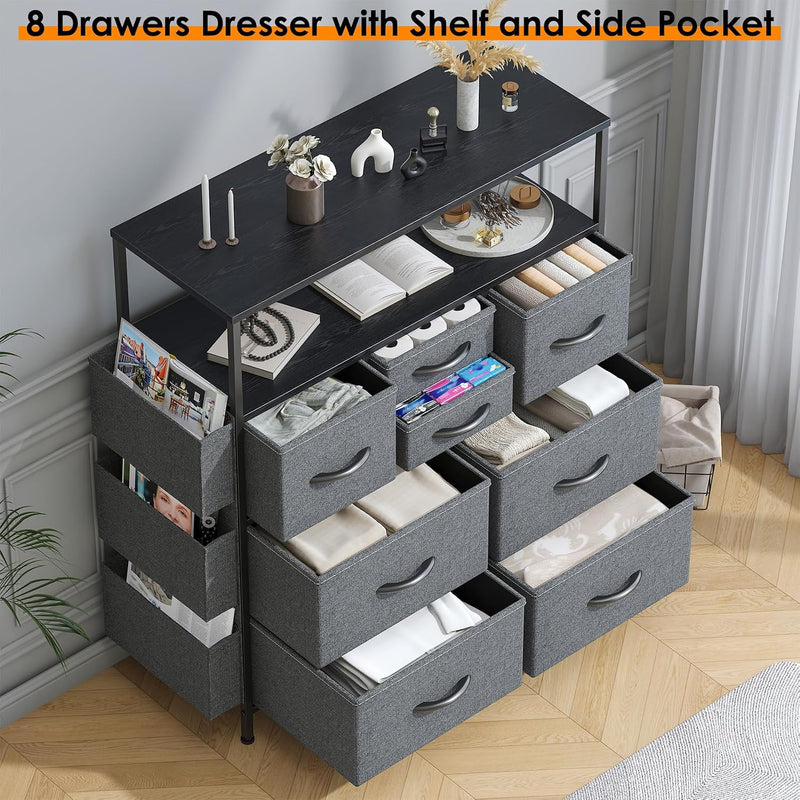 Chest of Drawers 10 Fabric with Side Pockets