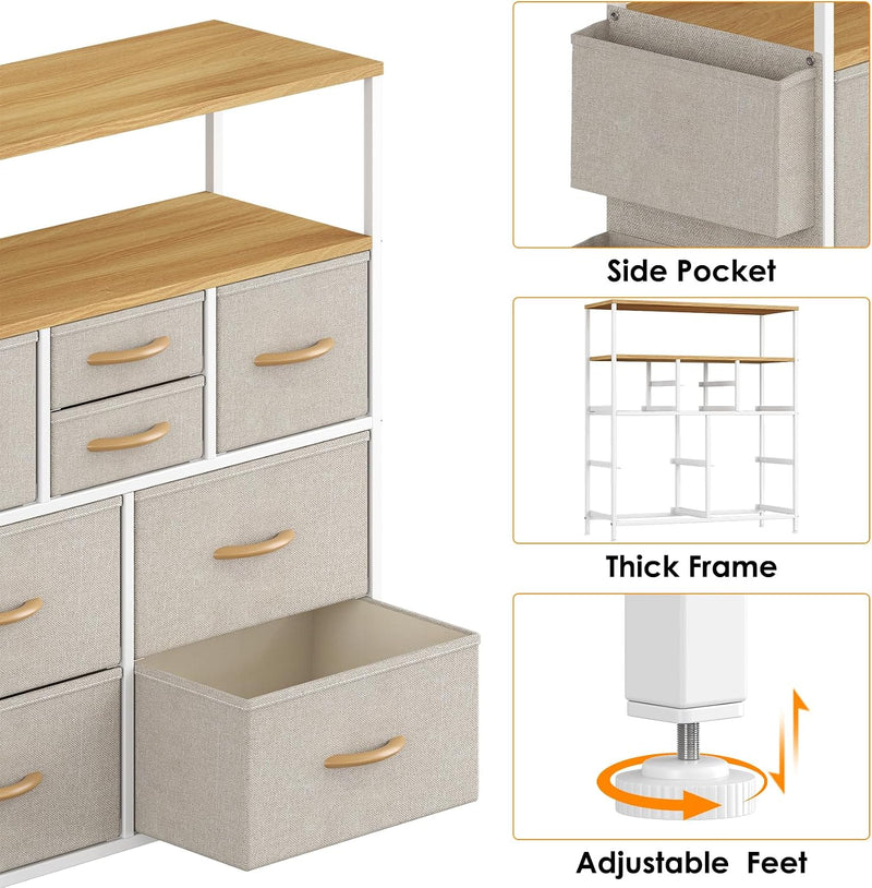 Chest of Drawers 10 Fabric with Side Pockets