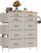 Chest of Drawers 10 Fabric with Side Pockets