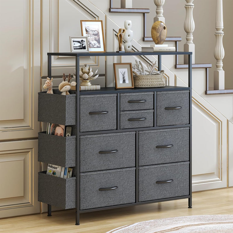 Chest of Drawers 10 Fabric with Side Pockets