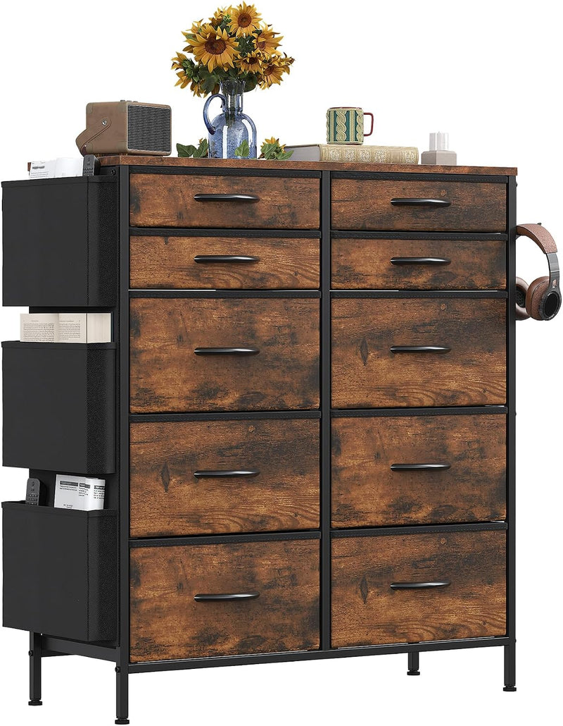 Chest of Drawers 10 Fabric with Side Pockets