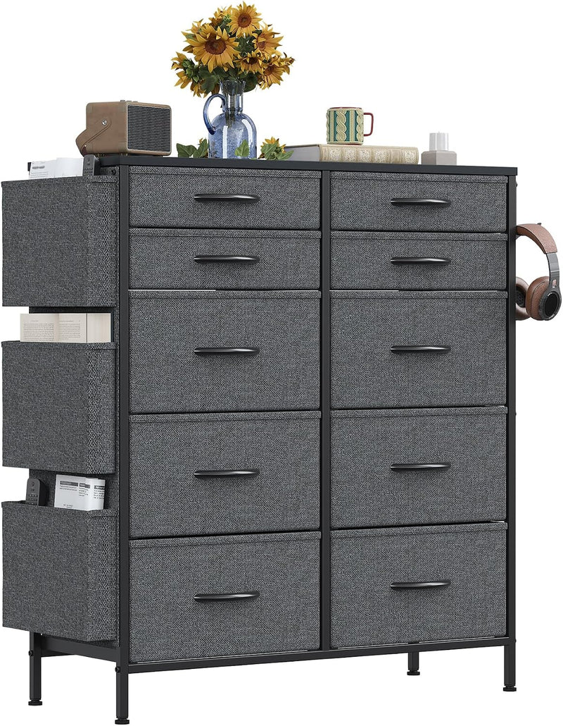Chest of Drawers 10 Fabric with Side Pockets