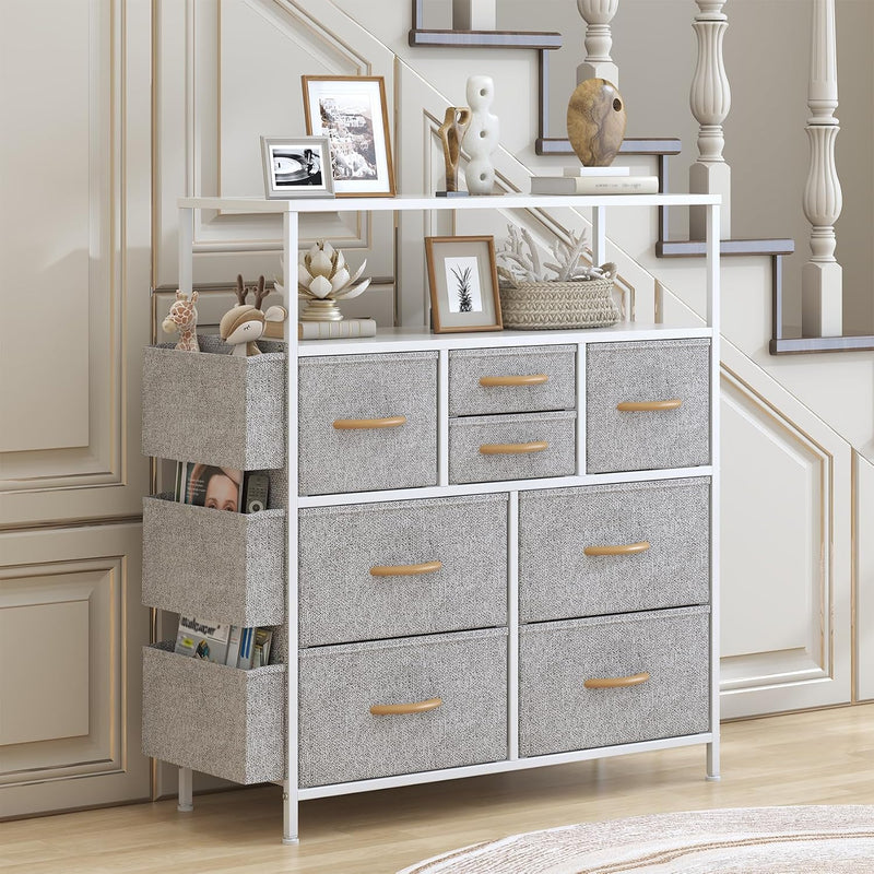 Chest of Drawers 10 Fabric with Side Pockets
