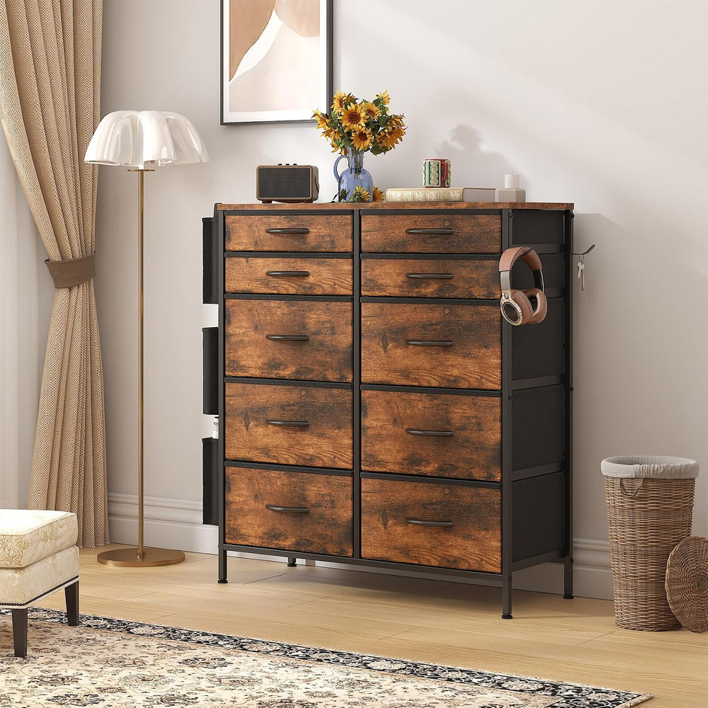 Chest of Drawers 10 Fabric with Side Pockets